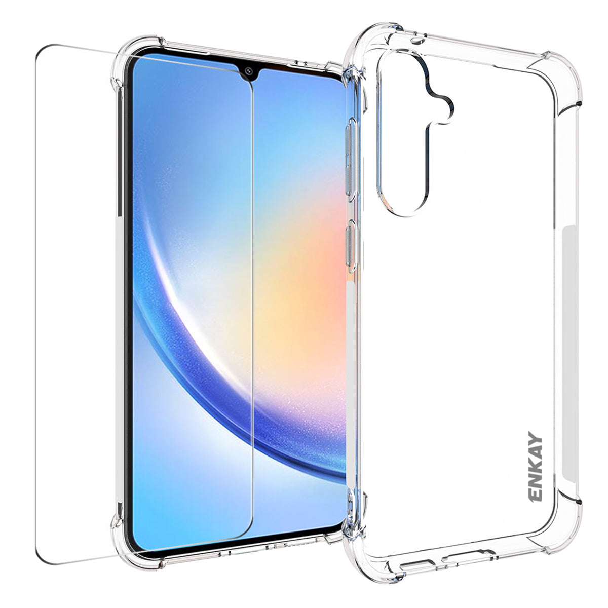 ENKAY HAT PRINCE For Samsung Galaxy S23 FE TPU Case Anti-slip Clear Phone Cover with High Aluminium-silicon Glass Screen Film ENKAY HAT PRINCE For Samsung Galaxy S23 FE TPU Case Anti-slip Clear Phone Cover with High Aluminium-silicon Glass Screen Film